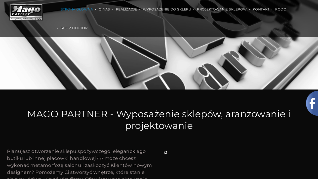 Zrzut strony Mago Partner. Projektowanie, aranżacja, wyposażenie sklepów i magazynów