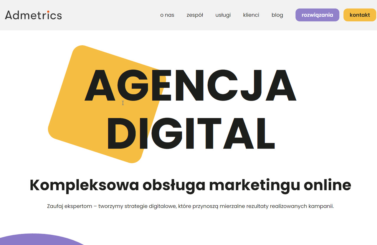 Zrzut strony Admetrics