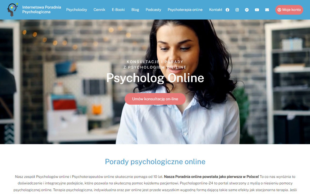 Zrzut strony Pomoc psychologiczna online | Psycholog Online