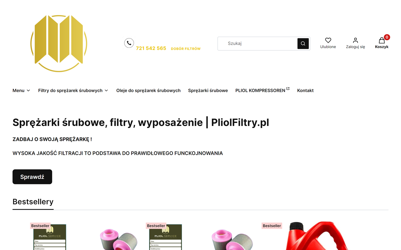 Zrzut strony PliolFiltry.pl Sprężarki śrubowe
