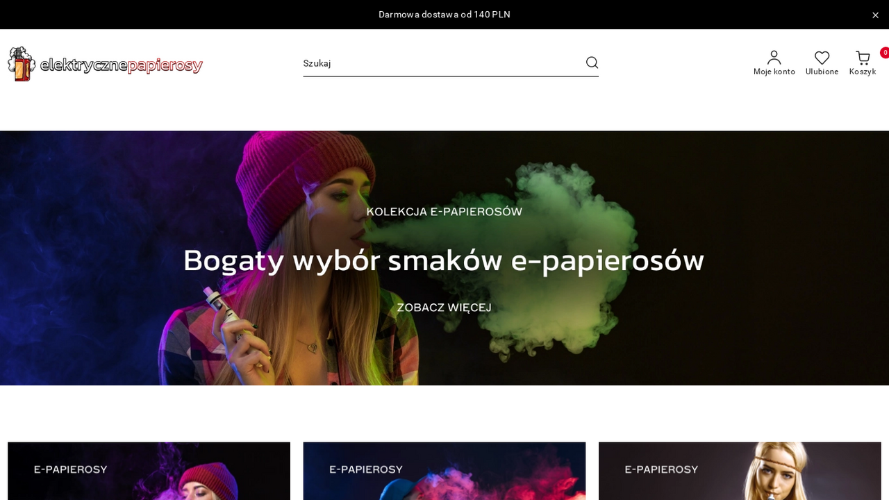 Zrzut strony E-papierosy - Sklep ElektrycznePapierosy.pl