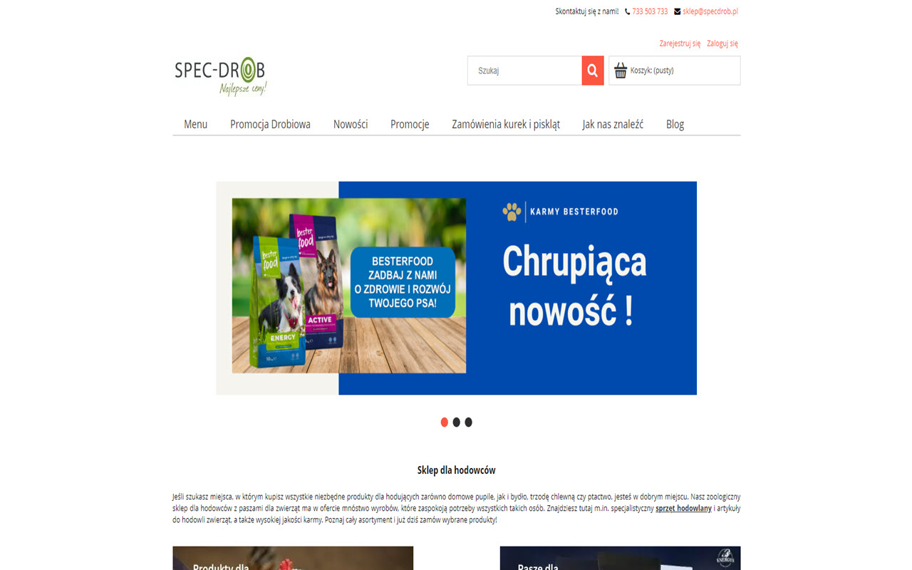 Zrzut strony Spec-Drob - sklep dla hodowców